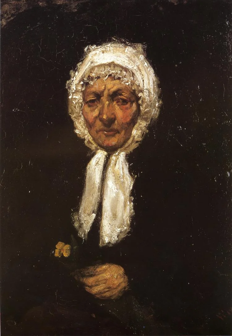 James Abbott McNeill Whistler, Old Mother Gerard (1858-9), oil on canvas, 30.48 x 21.91 cm, Private collection. WikiArt.