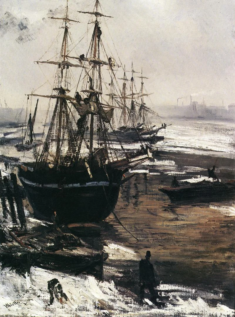 James Abbott McNeill Whistler, The Thames in Ice (1860), oil on canvas, 74.6 x 55.3 cm, Freer Gallery of Art, Smithsonian Institution, Washington, DC. WikiArt.