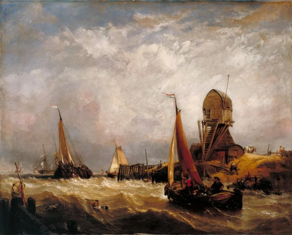 Oude Scheld - Texel Island, Looking towards Nieuwe Diep and the Zuider Zee exhibited 1844 by Clarkson Frederick Stanfield 1793-1867